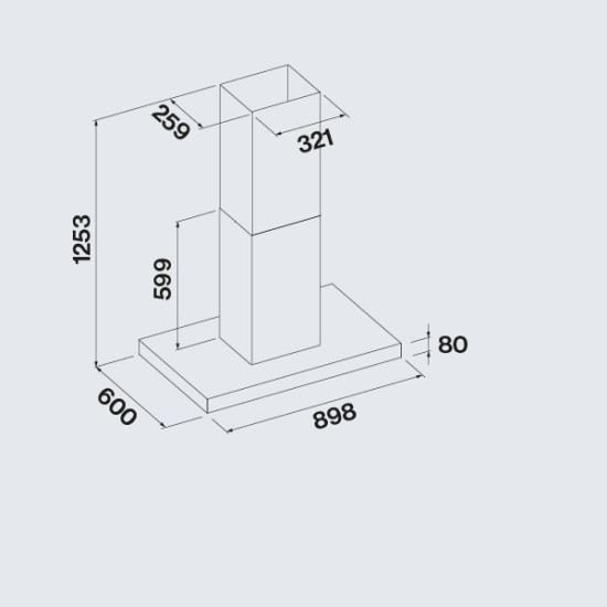 FALMEC PLANE NO-DROP sziget páraelszívó, 90 cm, fekete 2362540 Kürtős páraelszívó