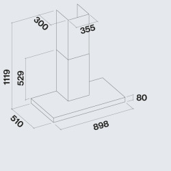 FALMEC PLANE NO-DROP fali páraelszívó, 90 cm, fekete 2362564 Kürtős páraelszívó