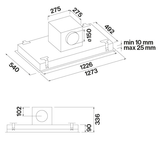 FALMEC Falmec STELLA PLUS 120 cm mennyezeti páraelszívó 2368559 Mennyezetbe építhető páraelszívó