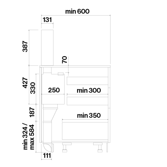 FALMEC BROOKLYN pultra építhető páraelszívó 2369259 Kürtős páraelszívó