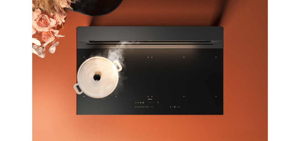 FALMEC Falmec LEVEL ONE 90 cm indukciós főzőlap beépített elszívóval 2370101 Pultba építhető páraelszívó
