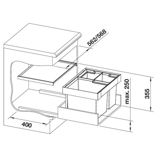 Blanco FLEXON II XL 60/3 hulladéktároló rendszer 521473 Beépíthető hulladéktároló