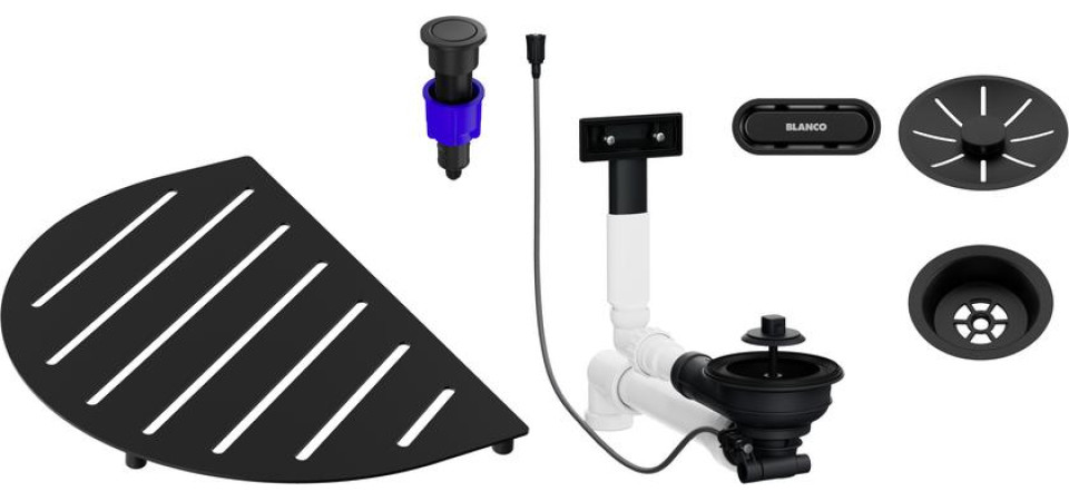 Blanco OOVALON lefolyó szett matt fekete 527994 Blanco tartozékok és kiegészítők