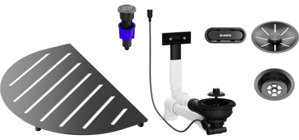 Blanco OOVALON lefolyó szett satin dark steel 527996 Blanco tartozékok és kiegészítők