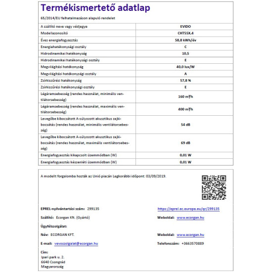 Evido EVIDO SLIMLUX teleszkópos páraelszívó CHT5SX.4 Kihúzható páraelszívó