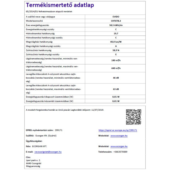 Evido EVIDO SLIMLUX teleszkópos páraelszívó CHT6TB.3 Kihúzható páraelszívó