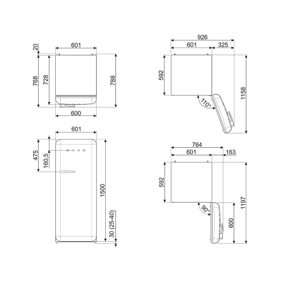 SMEG Retro FAB28 hűtő FAB28RDCC5 Egyajtós hűtőszekrény