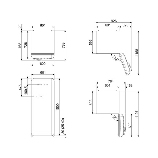 Smeg SMEG KOMBINÁLT HŰTŐ ÉS FAGYASZTÓ FAB28RRD6 Egyajtós hűtőszekrény
