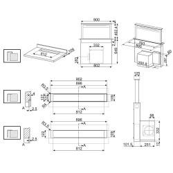 Smeg SMEG UNIVERSALE design pultba építhető páraelszívó KDD90CNE2 Kürtős páraelszívó