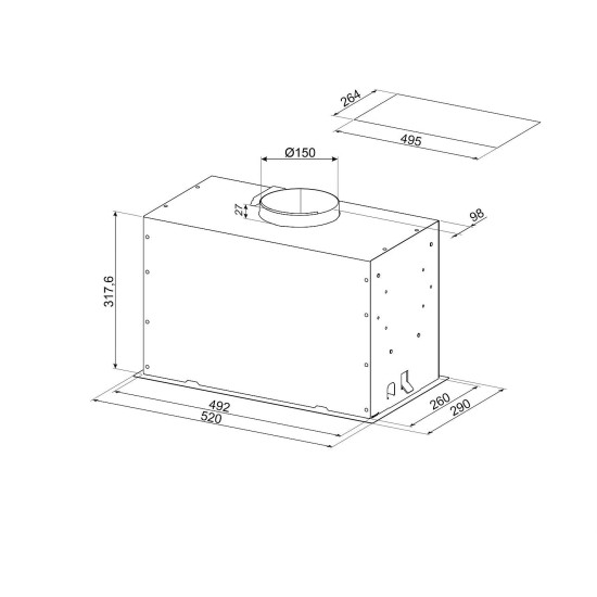 Smeg SMEG BEÉPÍTHETŐ PÁRAELSZÍVÓ, Universal design, 52 cm, inox KICGR52X2 Kürtős páraelszívó