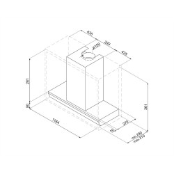 Smeg SMEG UNIVERSALE design beépíthető páraelszívó, 116 cm, inox KSGT124X Kürtős páraelszívó