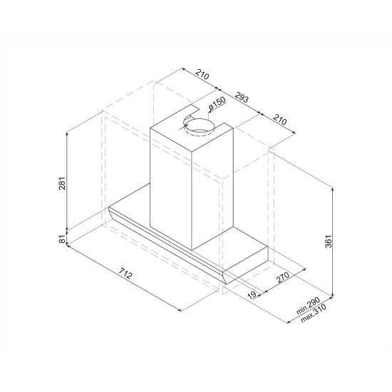 Smeg SMEG UNIVERSALE design beépíthető páraelszívó KSGT74X Kürtős páraelszívó