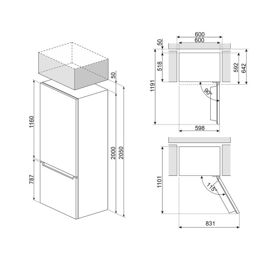 Smeg SMEG SZABADONÁLLÓ HŰTŐ ÉS FAGYASZTÓ, 60x200 cm, fehér RC20WNE Egyajtós hűtőszekrény