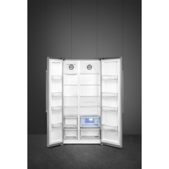 Smeg SMEG SIDE-BY-SIDE HŰTŐ ÉS FAGYASZTÓ, 91X179 cm, inox SBS63XDE Egyajtós hűtőszekrény