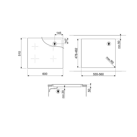 Smeg SMEG INDUKCIÓS FŐZŐLAP SIM3644N Beépíthető indukciós főzőlap