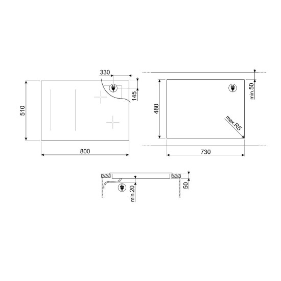 Smeg SMEG INDUKCIÓS FŐZŐLAP SIM3844MB Beépíthető indukciós főzőlap