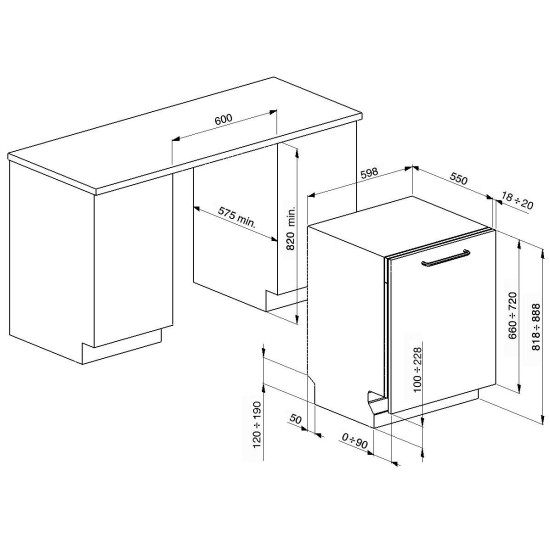 Smeg SMEG TELJESEN BEÉPÍTHETŐ MOSOGATÓGÉP ST352AL Beépíthető 12-15 terítékes mosogatógép