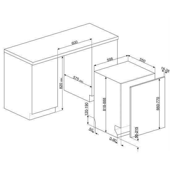 Smeg SMEG TELJESEN BEÉPÍTHETŐ MOSOGATÓGÉP STL324BQLLW Beépíthető 12-15 terítékes mosogatógép