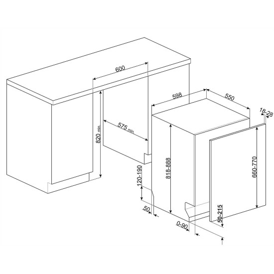 Smeg SMEG TELJESEN BEÉPÍTHETŐ MOSOGATÓGÉP STL362CS Beépíthető 12-15 terítékes mosogatógép
