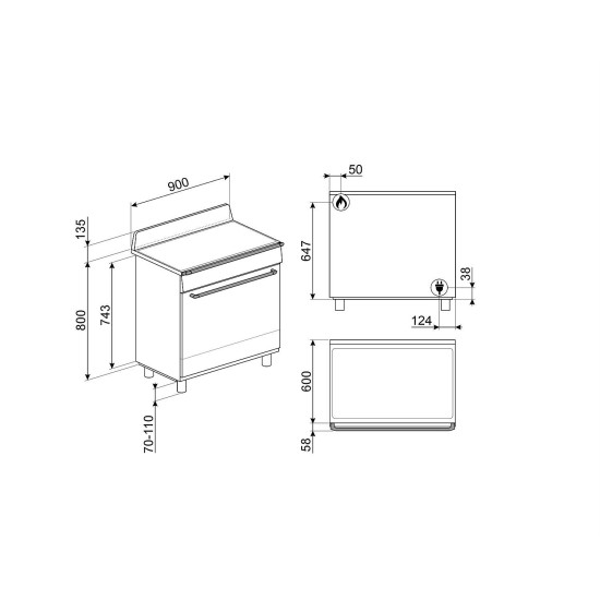 Smeg SMEG SZABADONÁLLÓ TŰZHELY TR90GMBL Vasmagos tűzhely