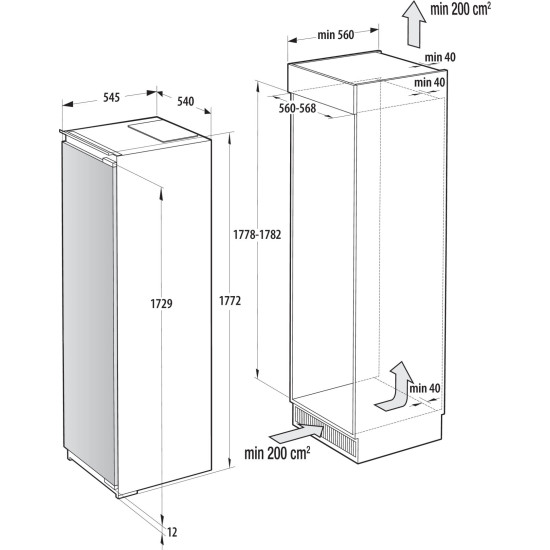 Gorenje RI517E62WF Beépíthető egyajtós hűtőszekrény