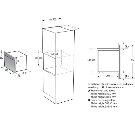 Gorenje BM341M3DBGH Állószekrénybe építhető mikrohullámú sütő