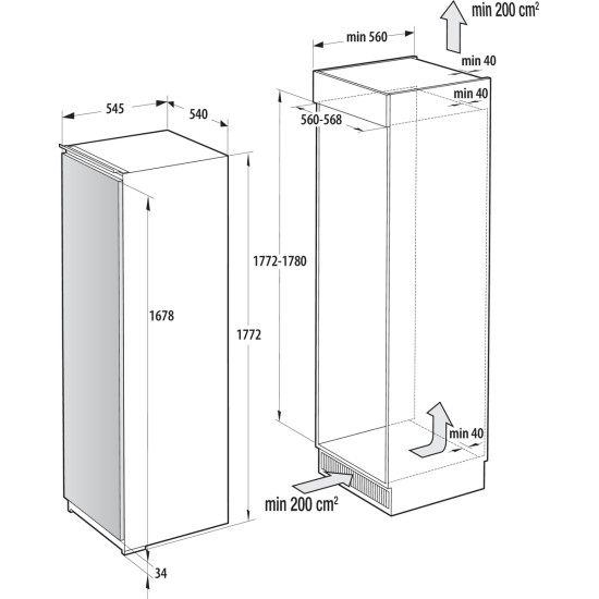 Gorenje RI517E41WF Beépíthető egyajtós hűtőszekrény