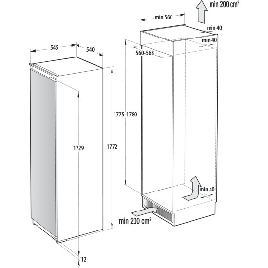 Gorenje RI517E62WF Beépíthető egyajtós hűtőszekrény