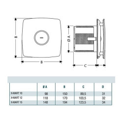 Cata Cata X-Mart 15 Inox ventilátor beépített pillangószeleppel Axiális szellőztető ventilátor