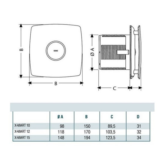 Cata Cata X-Mart 12 ventilátor beépített pillangószeleppel Axiális szellőztető ventilátor