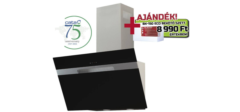 Cata CATA - Páraelszívó AVLAKI 600 XGBK + BK150 ECO bekötő szett Kürtős páraelszívó Cata CATA - Páraelszívó AVLAKI 600 XGBK + BK150 ECO bekötő szett Kürtős páraelszívó