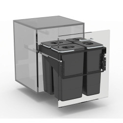 EKOTECH EKOTECH - Beépíthető hulladékgyűjtő FRONT 60 - 1x7 liter+3x26 liter Beépíthető hulladéktároló