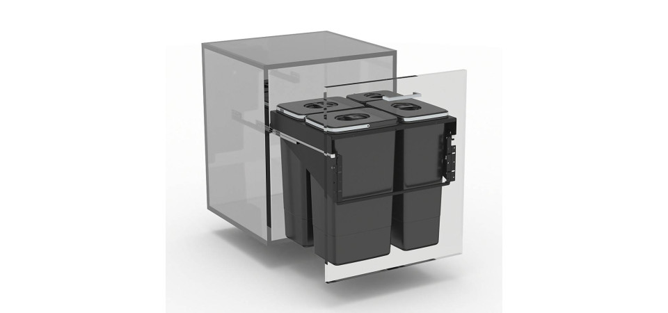 EKOTECH EKOTECH - Beépíthető hulladékgyűjtő FRONT 60 - 1x7 liter+3x26 liter Beépíthető hulladéktároló