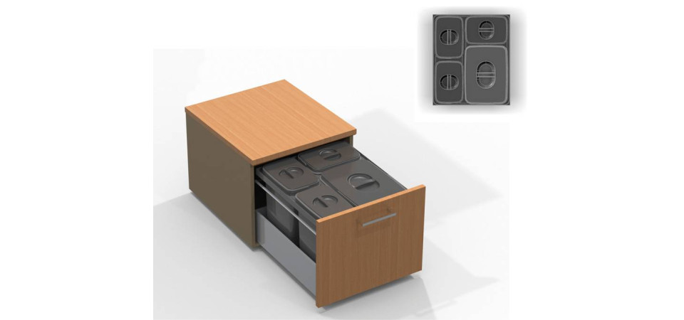 EKOTECH EKOTECH - Beépíthető hulladékgyűjtő JAZZ 45 - 1x12 liter+3x5 liter Beépíthető hulladéktároló