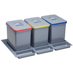 EKOTECH EKOTECH - Beépíthető hulladékgyűjtő PRACTIKO 800 - 3x15 liter + 3 tartó Beépíthető hulladéktároló
