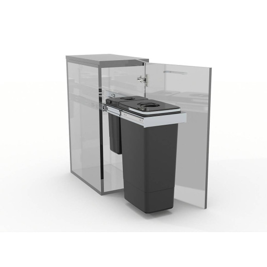 EKOTECH EKOTECH - Beépíthető hulladékgyűjtő SMART Inox 1x26 liter+1x7 liter lágyan záródó Beépíthető hulladéktároló