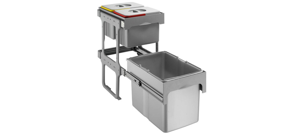 EKOTECH EKOTECH - Beépíthető hulladékgyűjtő TANDEM SHORT 40 - 1x34 liter + 2x12 liter Beépíthető hulladéktároló